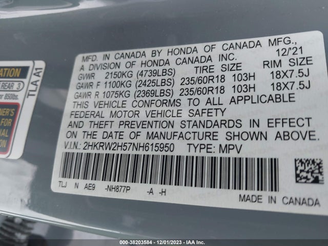 Honda Cr-v Awd Ex 2022 2HKRW2H57NH615950 Image 9