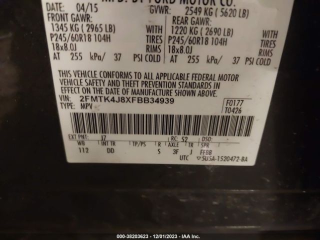 2FMTK4J8XFBB34939 Ford EDGE SEL