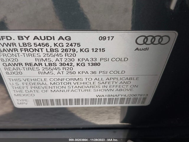 WA1BNAFY4J2067813 Audi Q5 2.0t Tech Premium/2.0t Premium