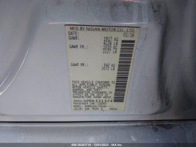 1N4AL3AP8GN331324 Nissan Altima 2.5 Sl/2.5 Sr/2.5 Sv/2.5/2.5 S