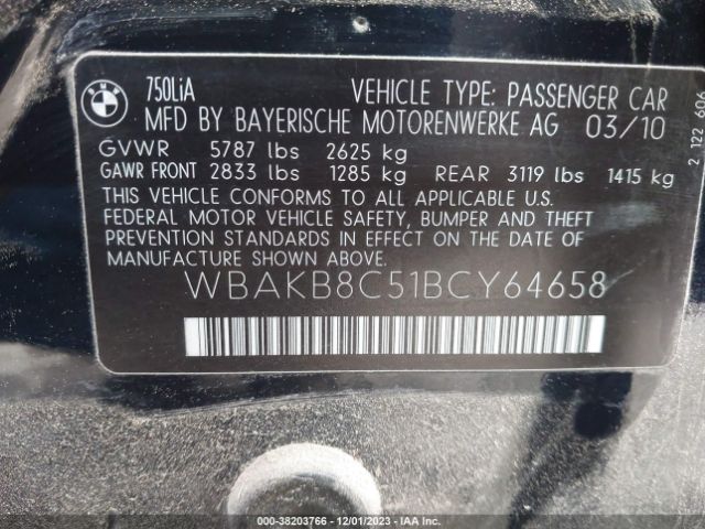 2011 BMW 750LI WBAKB8C51BCY64658 Photo 8