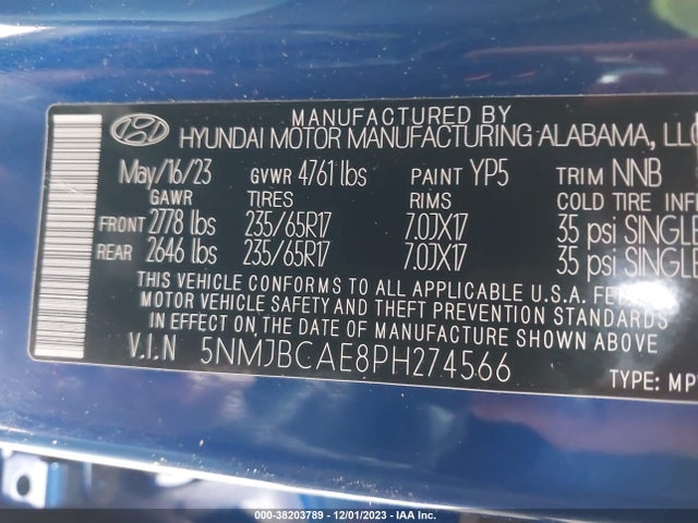 Hyundai TUCSON SEL 2023 5NMJBCAE8PH274566 Image 9
