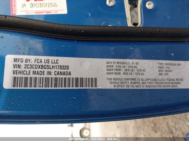 2C3CDXBG5LH178320 Dodge Charger Sxt Rwd