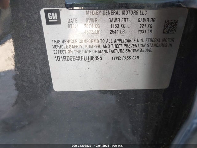 Chevrolet Volt 2015 1G1RD6E4XFU106895 Image 9