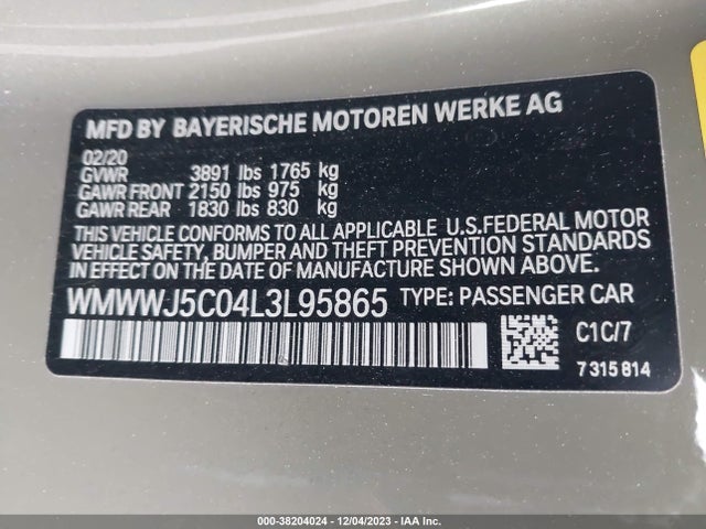 2020 MINI CONVERTIBLE WMWWJ5C04L3L95865 Photo 8