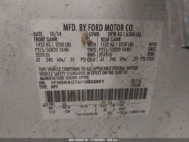 1FM5K8GT6FGB02851 Ford EXPLORER SPORT