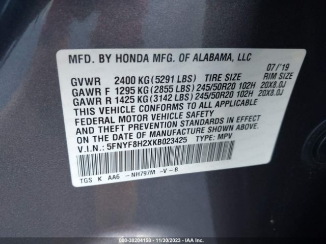 5FNYF8H2XKB023425 Honda Passport Sport