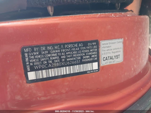 1999 PORSCHE BOXSTER WP0CA2980XU626651 Photo 8