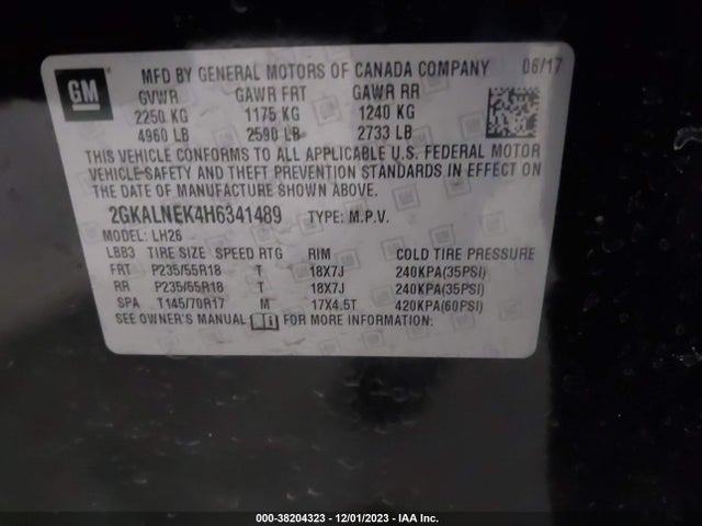 GMC Terrain Sle-2 2017 2GKALNEK4H6341489 Image 9