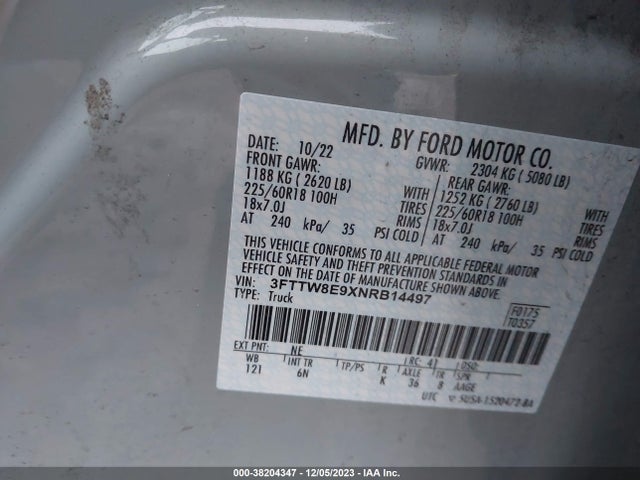 Ford Maverick Lariat 2022 3FTTW8E9XNRB14497 Image 9
