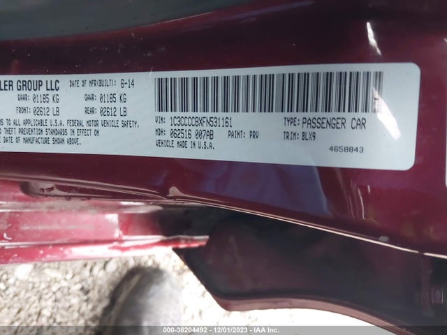 Chrysler 200 C 2015 1C3CCCCBXFN531161 Image 9