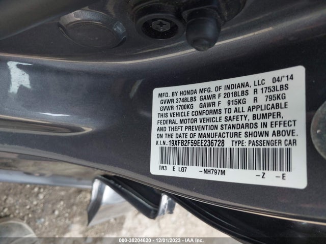 Honda Civic Lx 2014 19XFB2F59EE236728 Image 9