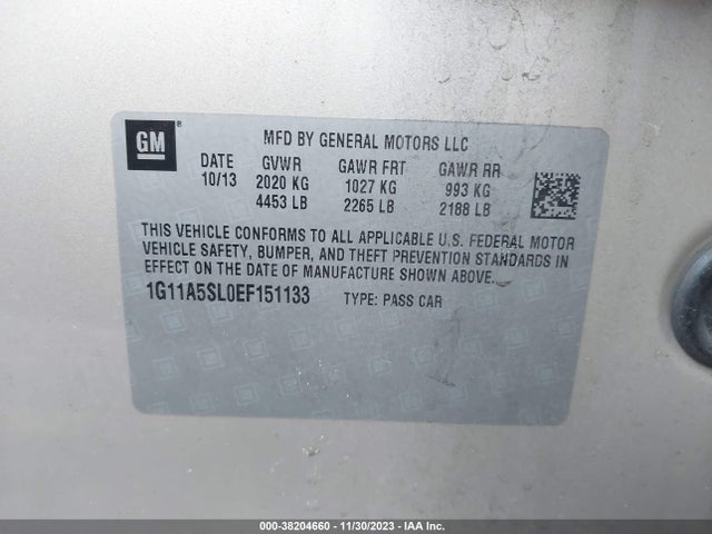 Chevrolet Malibu 1fl 2014 1G11A5SL0EF151133 Image 9