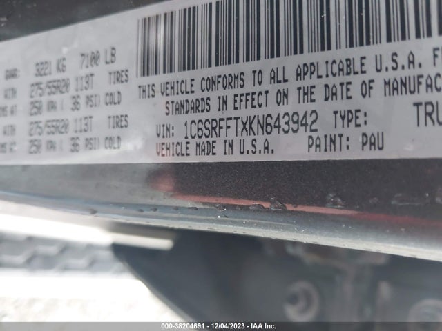 1C6SRFFTXKN643942 RAM 1500
