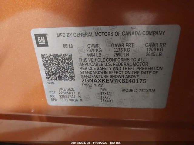 Chevrolet EQUINOX LT 2019 2GNAXKEV7K6140175 Image 9