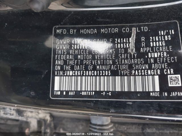 JHMCR6F38HC013305 Honda ACCORD HYBRID
