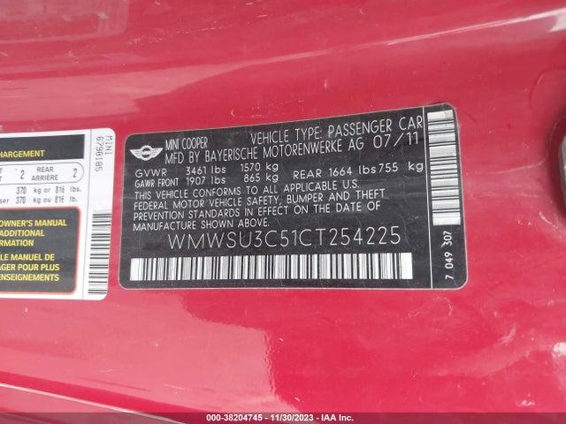 2012 MINI COOPER WMWSU3C51CT254225 Photo 8