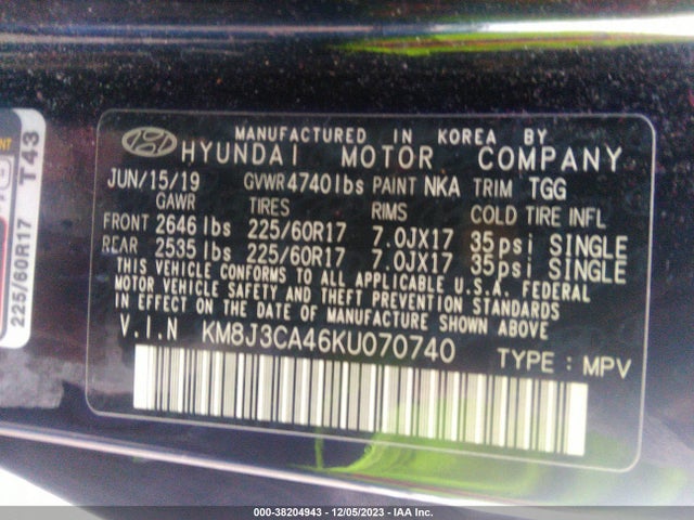 Hyundai Tucson Value 2019 KM8J3CA46KU070740 Image 9
