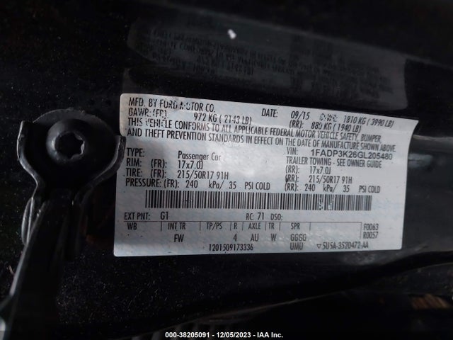 2016 FORD FOCUS SE VIN: 1FADP3K26GL205480