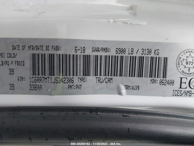 1C6RR7MT1JS342306 RAM 1500 Sport