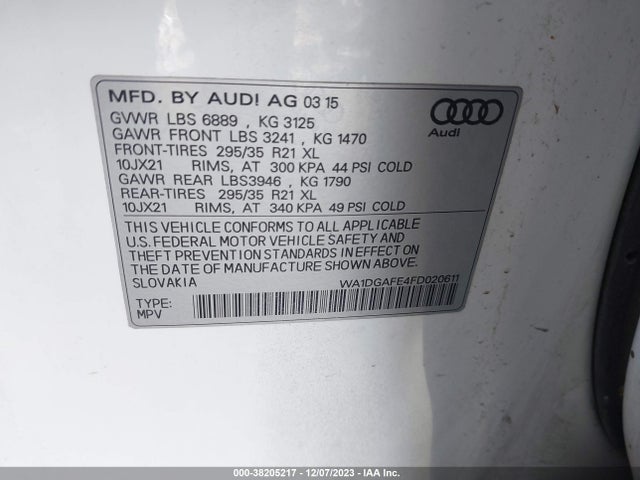 WA1DGAFE4FD020611 Audi Q7 3.0t S Line Prestige
