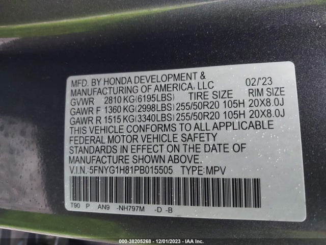 Honda Pilot Awd Elite 2023 5FNYG1H81PB015505 Image 9