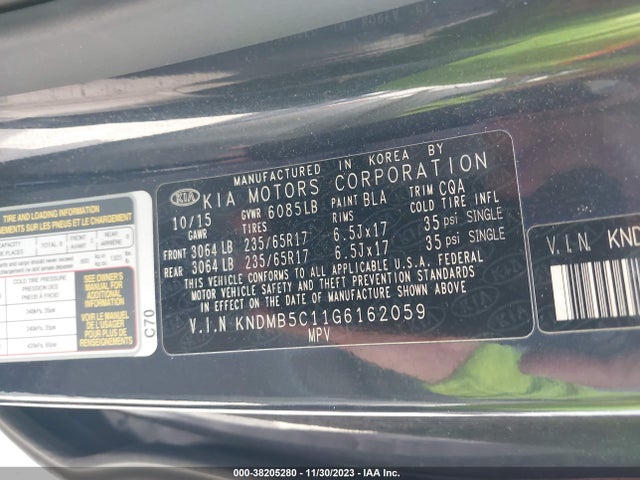 2016 KIA SEDONA LX VIN: KNDMB5C11G6162059