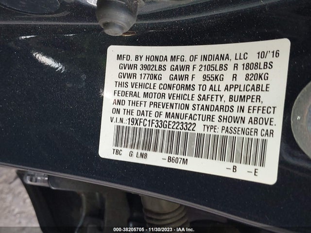 Honda Civic Ex-t 2016 19XFC1F33GE223322 Image 9