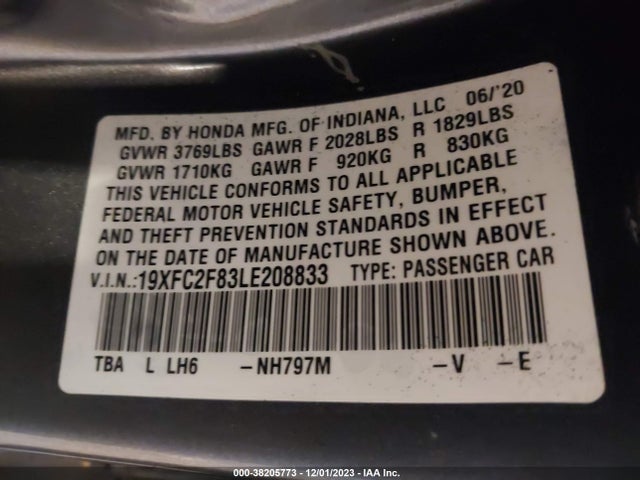 Honda Civic Sport 2020 19XFC2F83LE208833 Image 9