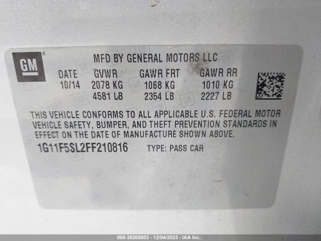 Chevrolet Malibu 1lz 2015 1G11F5SL2FF210816 Image 9