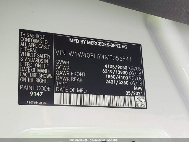 W1W40BHY4MT056541 Mercedes-Benz Sprinter 2500 Standard Roof I4