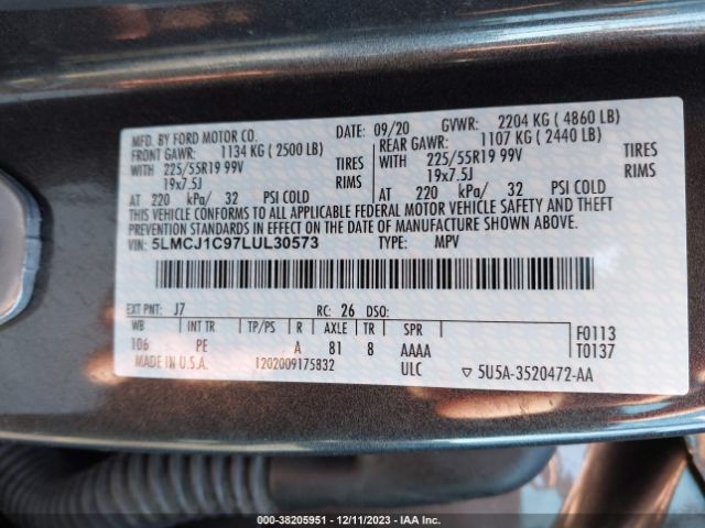 2020 LINCOLN CORSAIR 5LMCJ1C97LUL30573 Photo 8