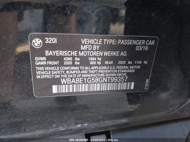WBA8E1G58GNT99357 BMW 320i