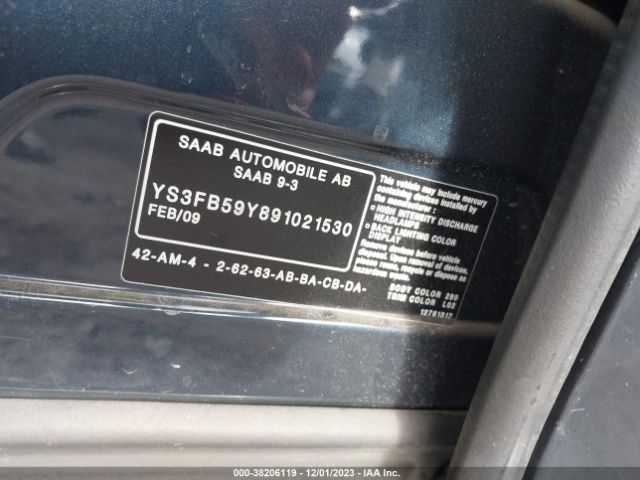 2009 SAAB 9-3 YS3FB59Y891021530 Photo 8