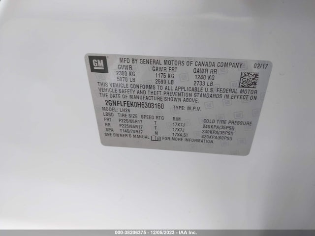 Chevrolet EQUINOX LT 2017 2GNFLFEK0H6303160 Image 9
