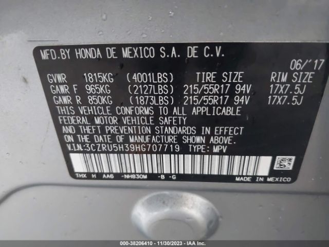 3CZRU5H39HG707719 Honda HR-V LX