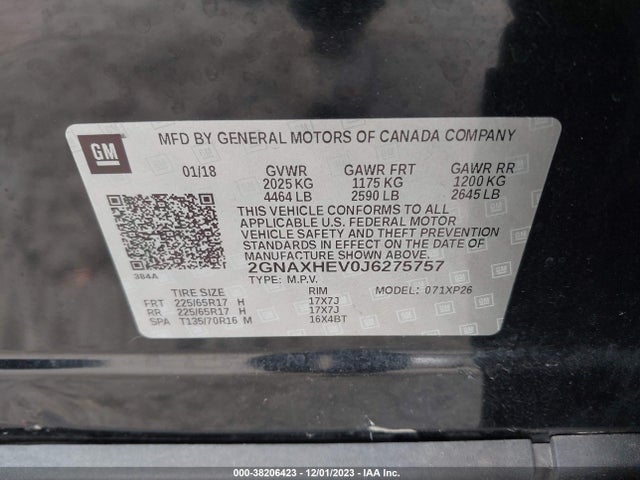 Chevrolet EQUINOX LS 2018 2GNAXHEV0J6275757 Image 9