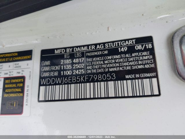 WDDWJ6EB5KF798053 Mercedes-Benz Amg C 43 4matic