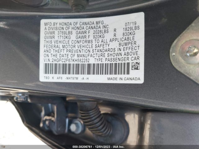 2HGFC2F67KH582252 Honda Civic Lx