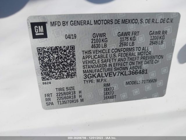 3GKALVEV7KL366481 GMC Terrain Slt