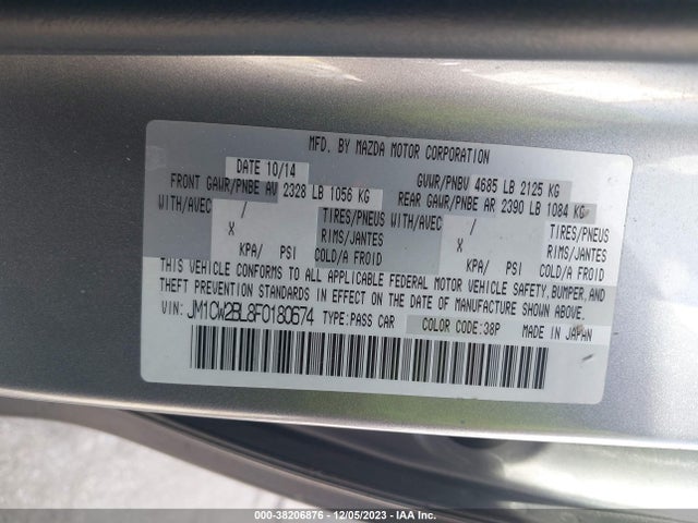 2015 MAZDA MAZDA5 SPORT VIN: JM1CW2BL8F0180674