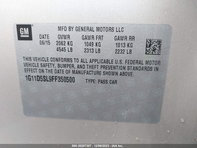 Chevrolet MALIBU 2LT 2015 1G11D5SL9FF350500 Image 9