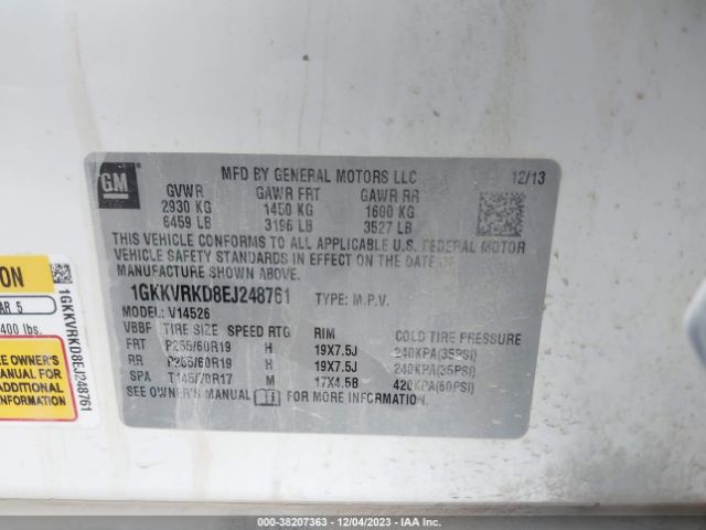 1GKKVRKD8EJ248761 GMC Acadia Slt-1