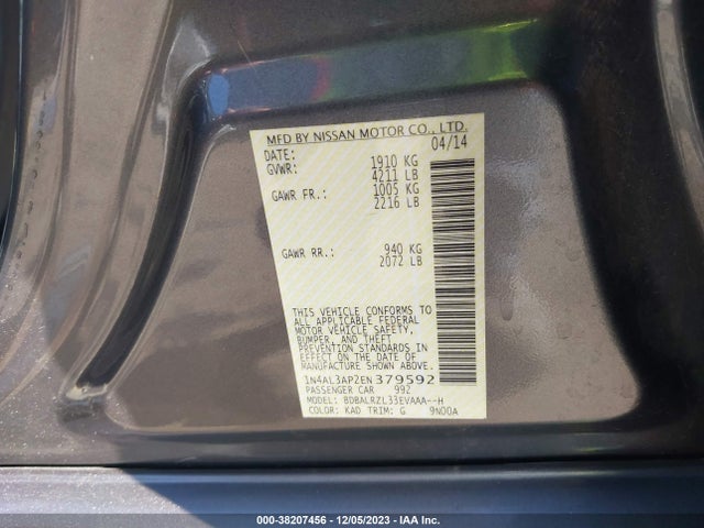 Nissan Altima 2.5 S 2014 1N4AL3AP2EN379592 Image 9