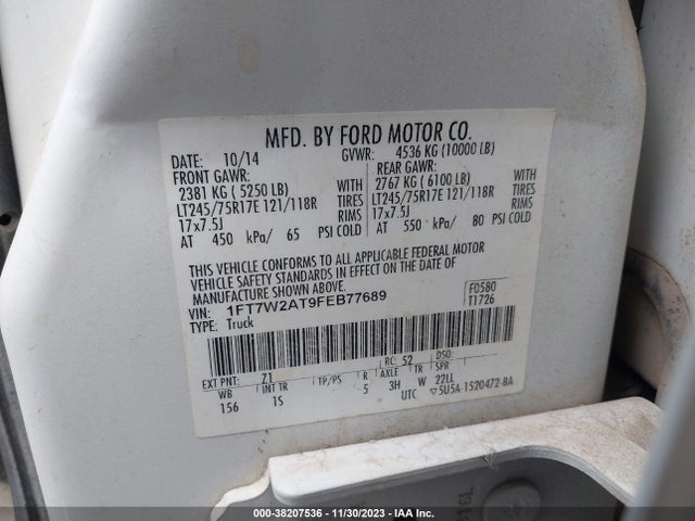 Ford F-250 Xl 2015 1FT7W2AT9FEB77689 Image 9