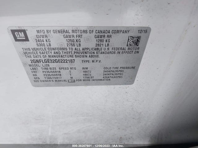 Chevrolet Equinox Ltz 2016 2GNFLGE32G6222187 Image 9
