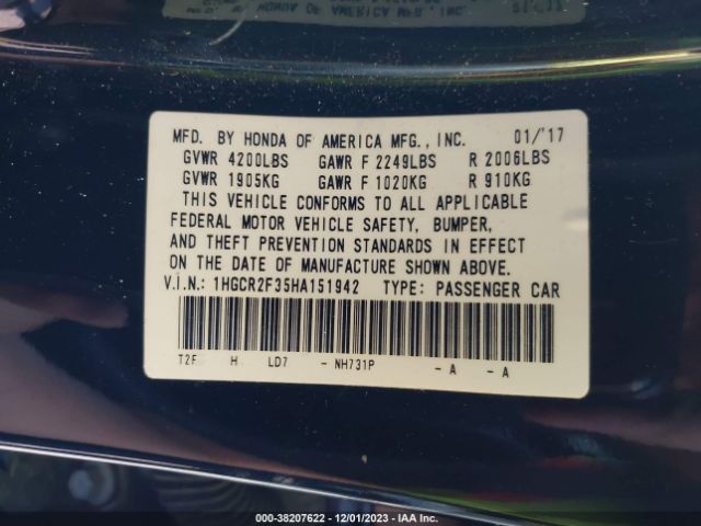 1HGCR2F35HA151942 Honda ACCORD LX