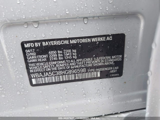 BMW 530I 2017 WBAJA5C38HG896598 Image 9