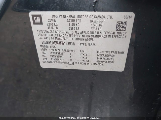 Chevrolet EQUINOX LS 2015 2GNALAEK4F6137915 Image 9
