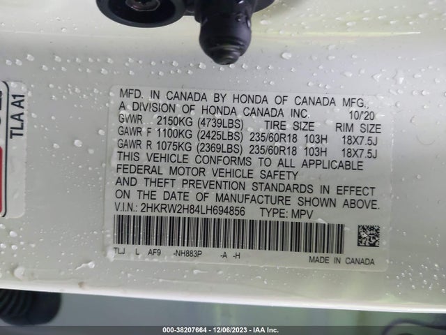 Honda Cr-v Awd Ex-l 2020 2HKRW2H84LH694856 Image 9